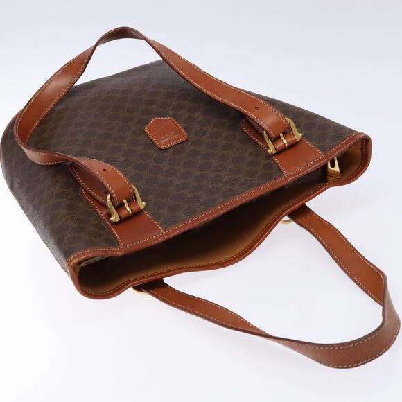 CELINE Macadam Canvas Tote Bag Pvc Brown Gold - Picture 6 of 13